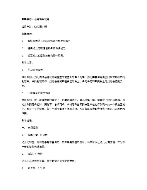 提高身体素质的幼儿园小班体育训练教案：小蜜蜂采花蜜