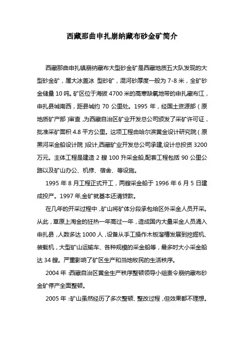 西藏那曲申扎崩纳藏布砂金矿简介