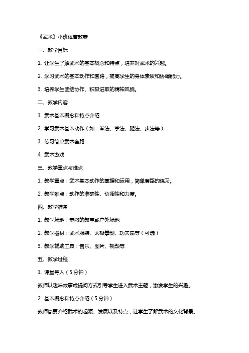 《武术》小班体育教案