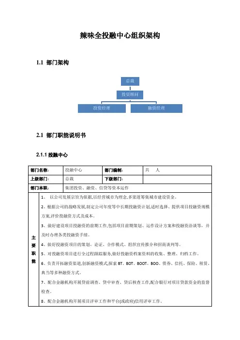 企业投融中心组织架构