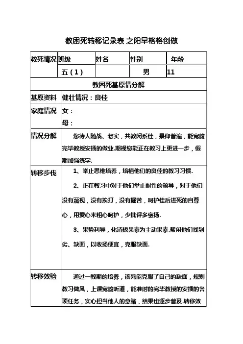 学困生转化记录表