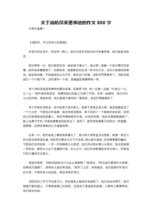 关于消防员英勇事迹的作文800字
