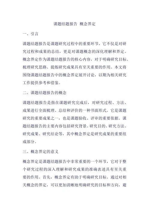 课题结题报告 概念界定