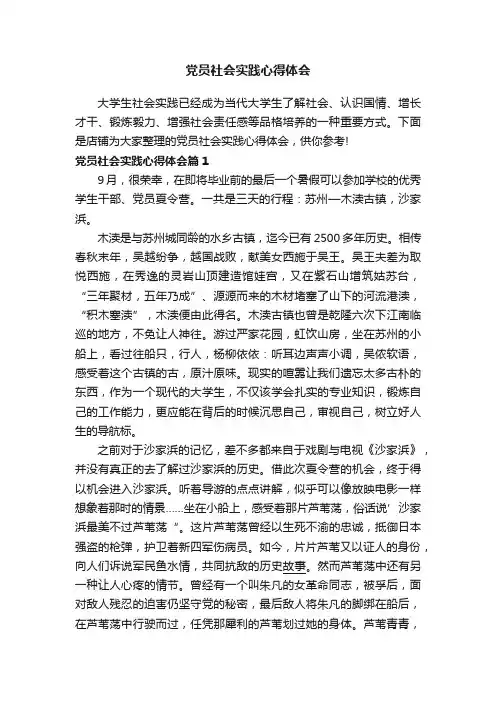 党员社会实践心得体会