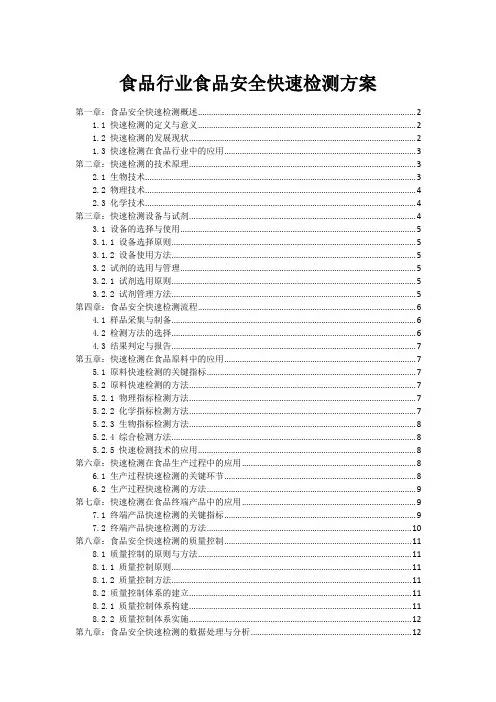 食品行业食品安全快速检测方案