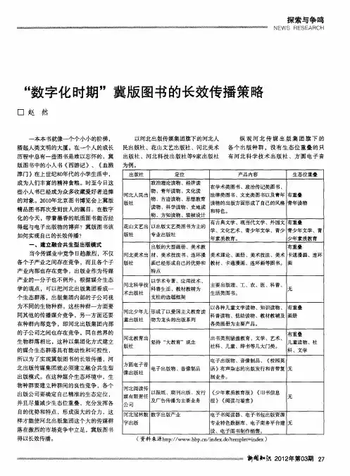 “数字化时期”冀版图书的长效传播策略