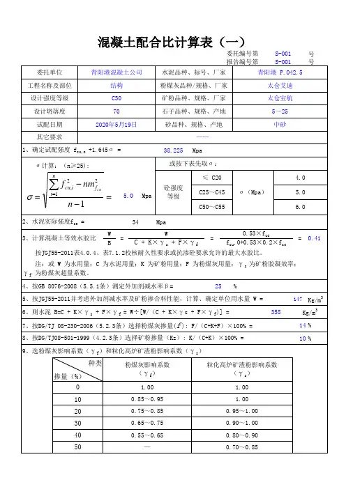 配合比自动计算表2013
