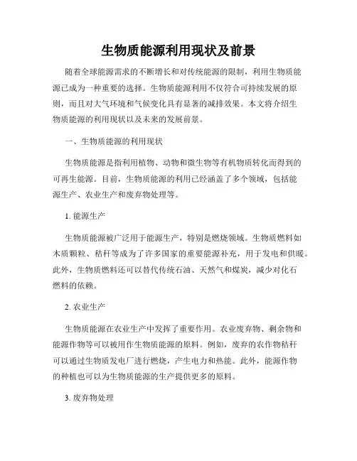 生物质能源利用现状及前景