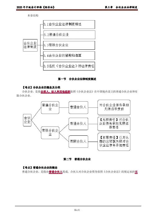 中级经济法第三章合伙企业法律制度