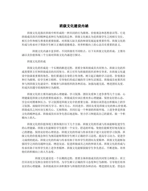 班级文化建设内涵