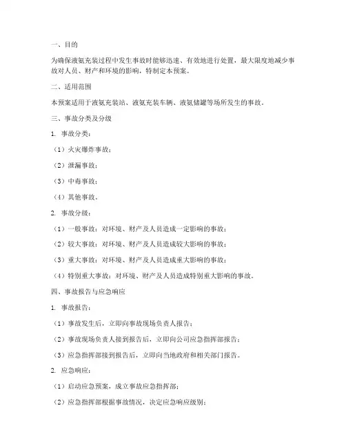 液氨充装事故处理预案