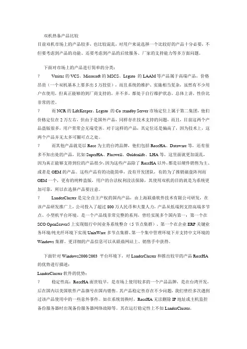 双机热备产品比较