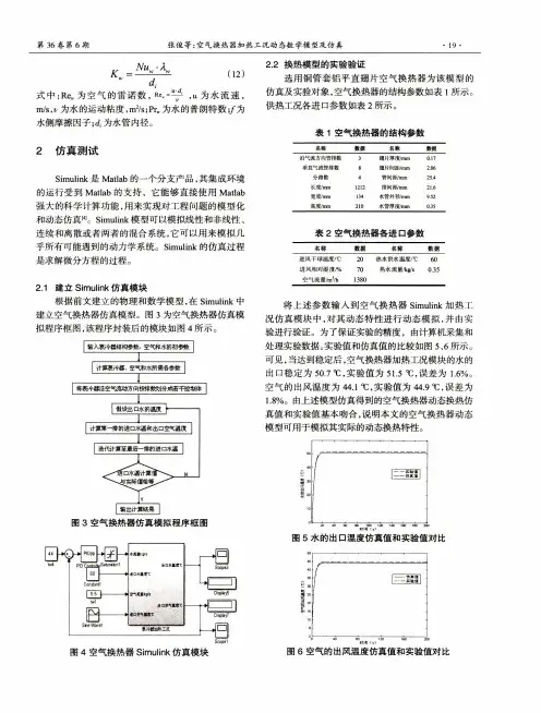 空气换热器加热工况动态数学模型及仿真