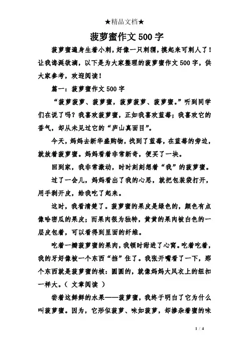 菠萝蜜作文500字