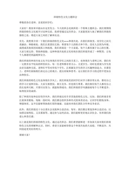 班级特色文化主题班会