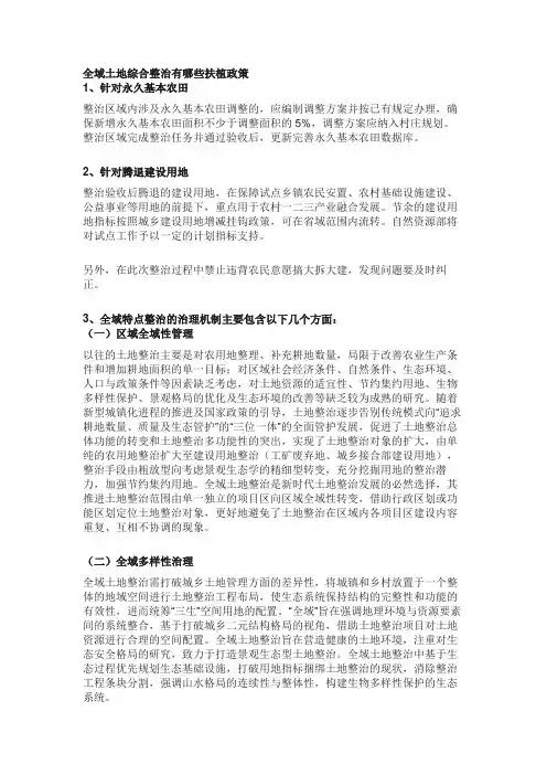 全域土地综合整治有哪些扶植政策