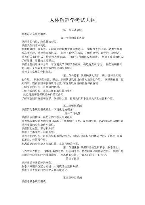 人体解剖学考试大纲上海医药高等专科学校网站首页.doc