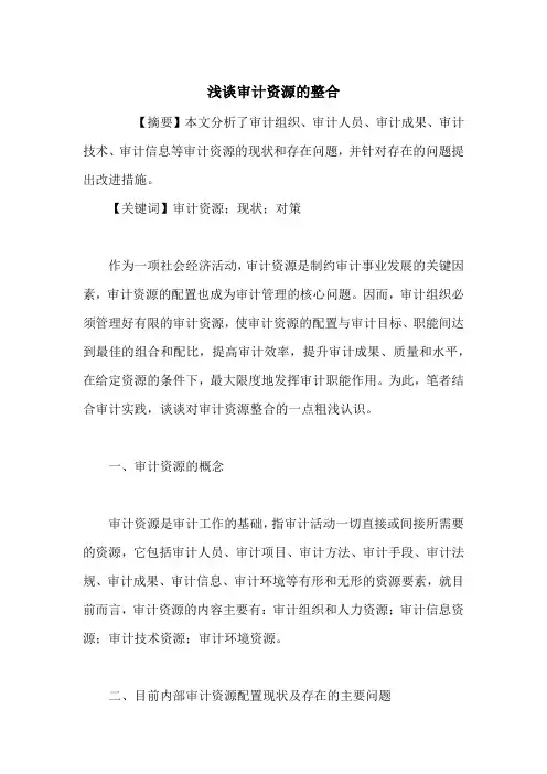 浅谈审计资源的整合