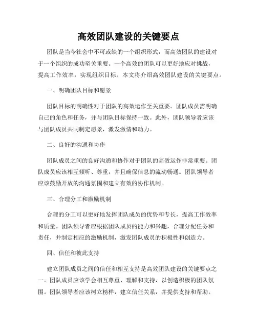 高效团队建设的关键要点