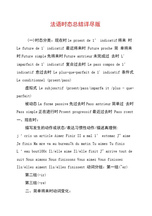 法语时态总结详尽版