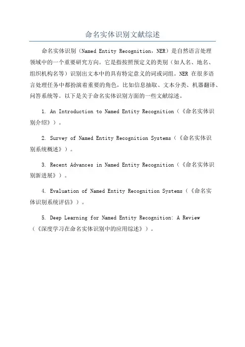 命名实体识别文献综述
