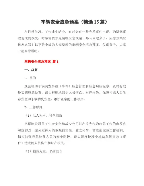 车辆安全应急预案(15篇)