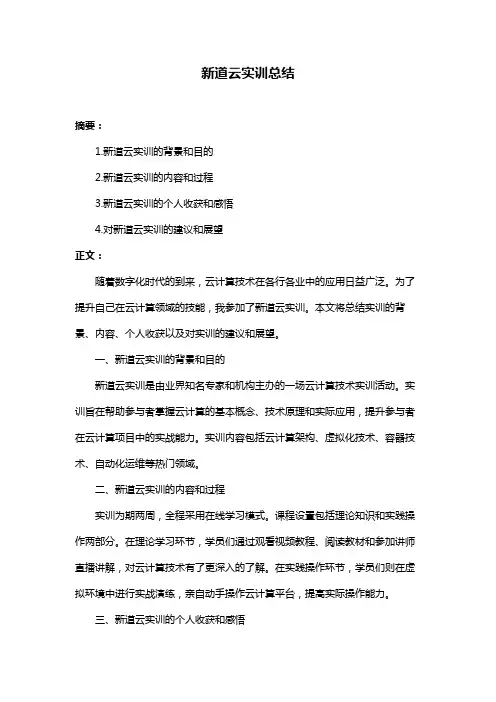 新道云实训总结