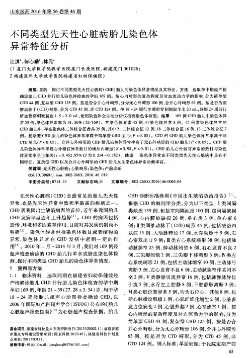 不同类型先天性心脏病胎儿染色体异常特征分析