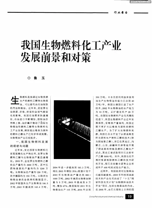 我国生物燃料化工产业发展前景和对策