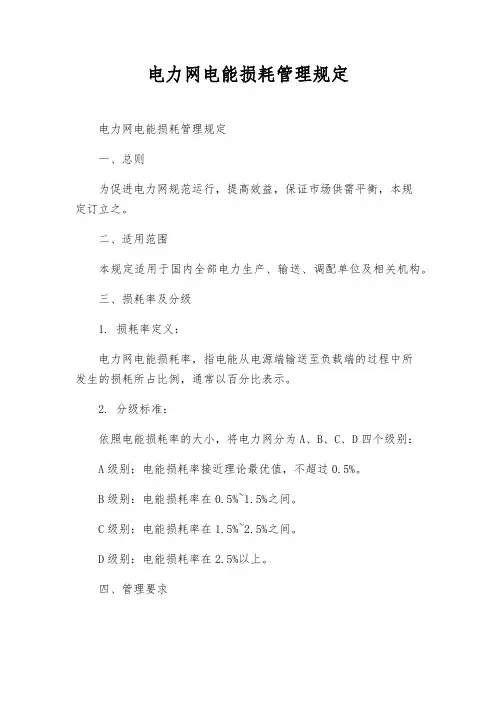 电力网电能损耗管理规定