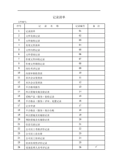 01记录清单