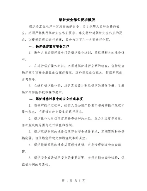 锅炉安全作业要求模版