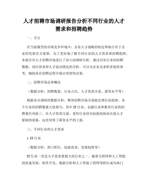 人才招聘市场调研报告分析不同行业的人才需求和招聘趋势