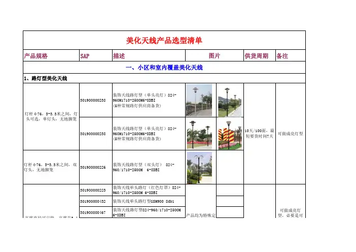 2010_国人美化天线产品选型清单