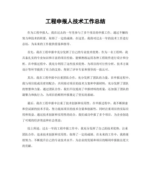 工程申报人技术工作总结