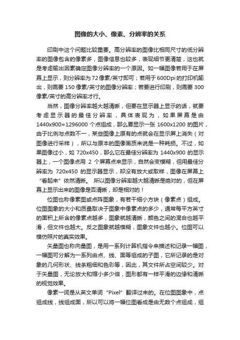 图像的大小、像素、分辨率的关系