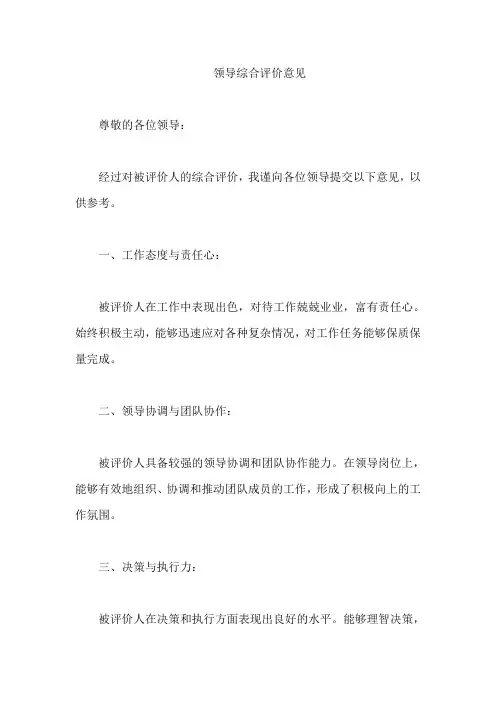 领导综合评价意见