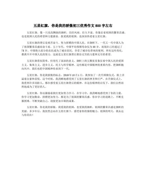 五星红旗,你是我的骄傲初三优秀作文800字左右