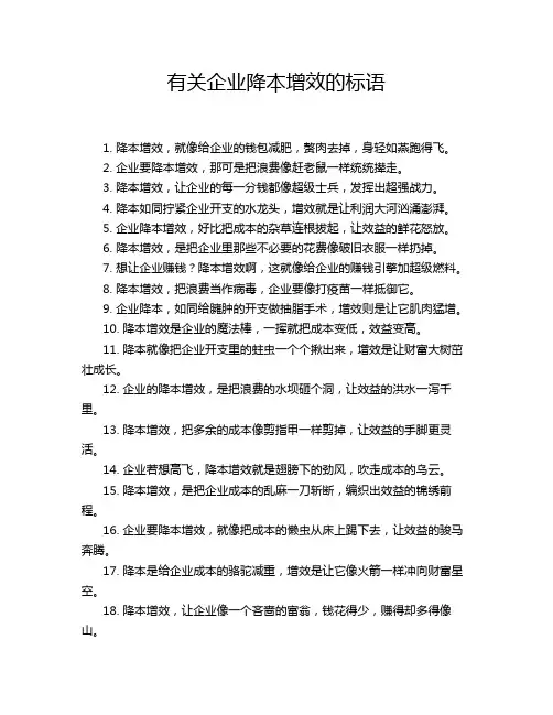 有关企业降本增效的标语