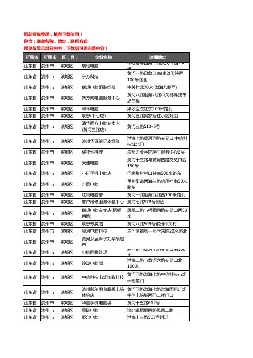 新版山东省滨州市滨城区电脑企业公司商家户名录单联系方式地址大全89家