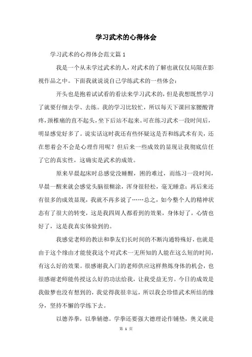 学习武术的心得体会