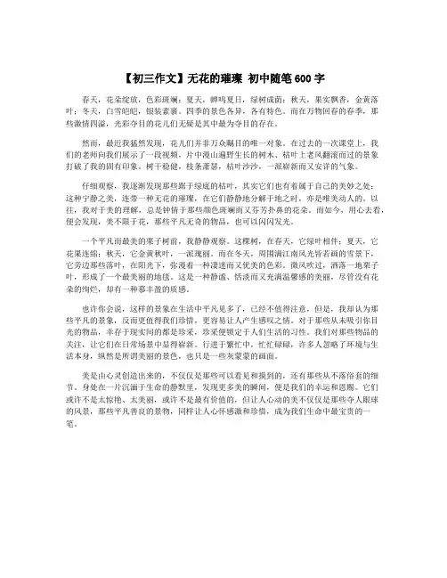 【初三作文】无花的璀璨 初中随笔600字