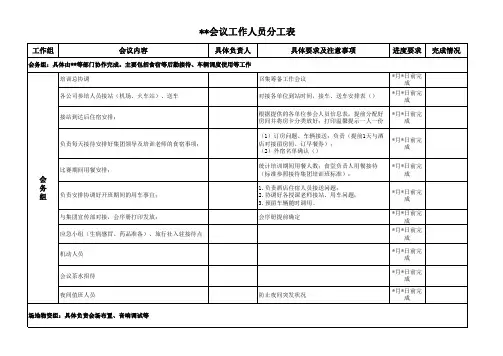 会议工作人员分工表