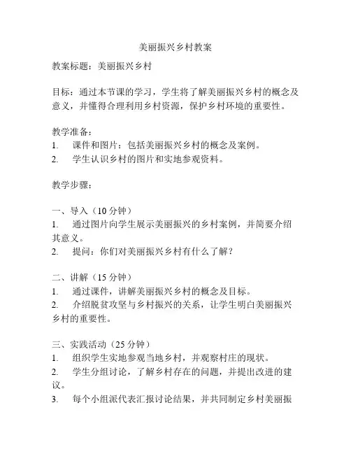美丽振兴乡村教案