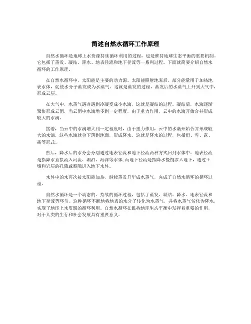 简述自然水循环工作原理