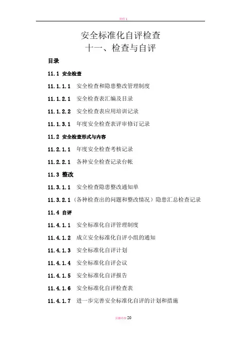 安全标准化自评检查表