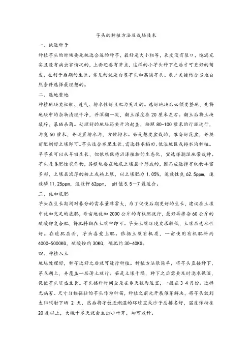芋头的种植方法及栽培技术