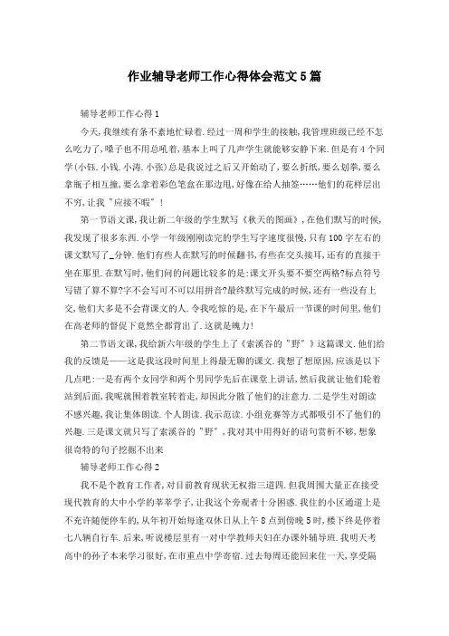 作业辅导老师工作心得体会范文5篇