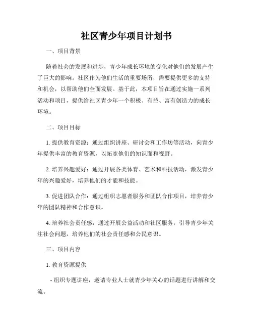 社区青少年项目计划书