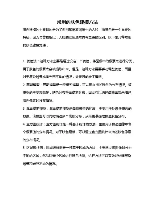 常用的肤色建模方法